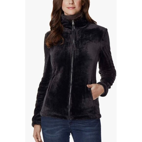 Size‎ Medium Womens Black 32 DEGREES Heat Soft Cozy Plush Velvet Full Zip Jacket - Picture 1 of 6
